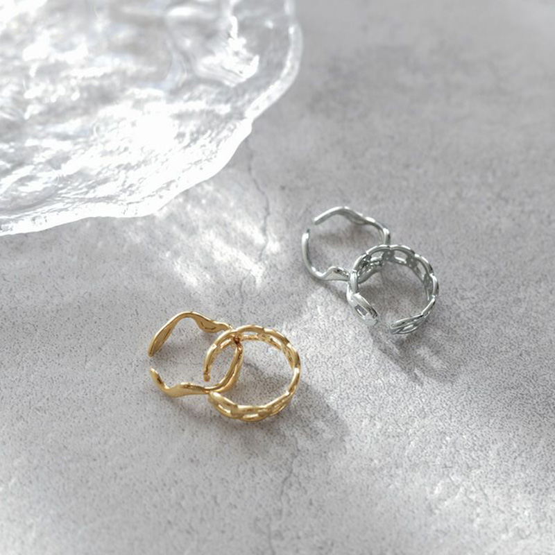 ウェービー×チェーンステンレスセットリング