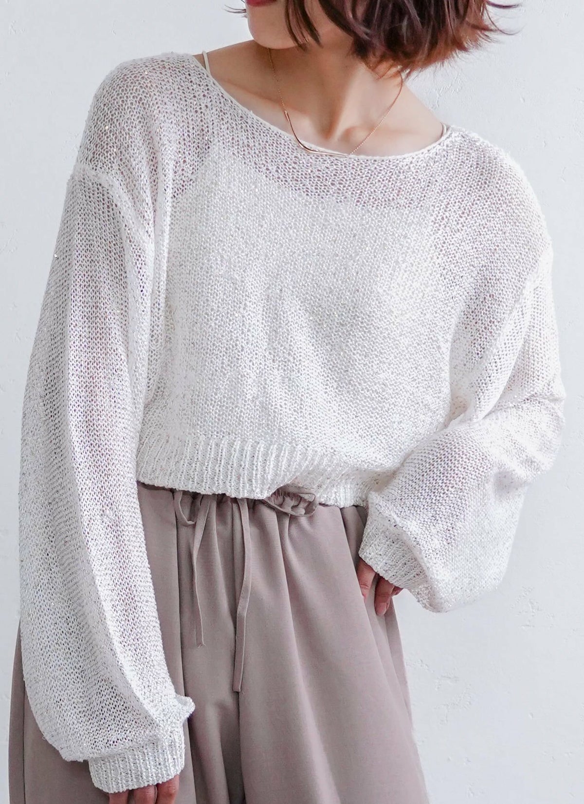 ラメスパンコールショートニット revoam レヴォーム