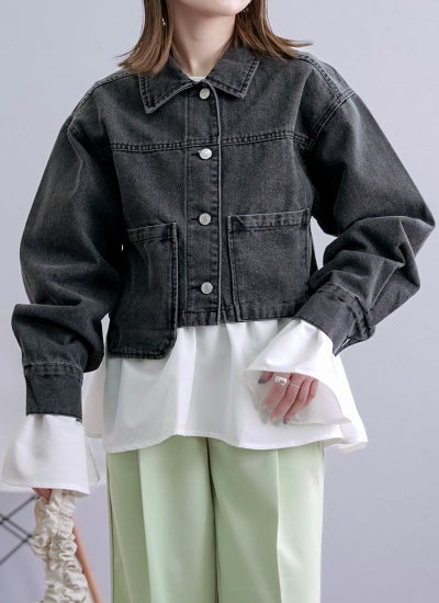 アシメポケットショートデニムジャケット revoam レヴォーム