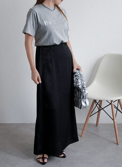 サテン ナロースカート　revoam