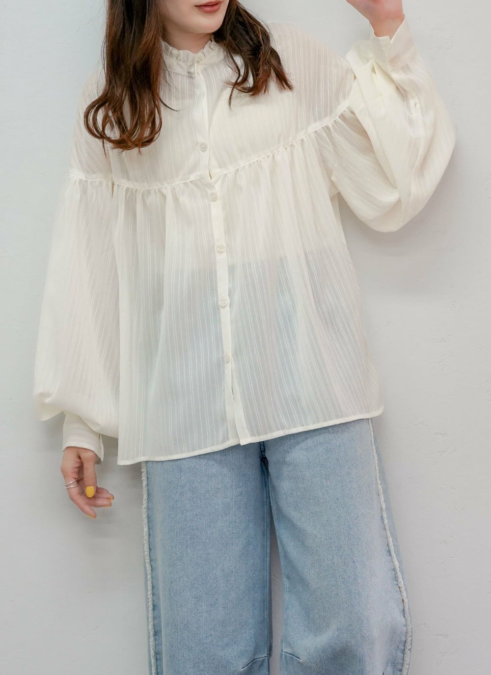 シフォンギャザーブラウス